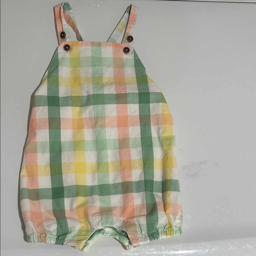 Janie and Jack Multicolor Plaid Easter color Overalls